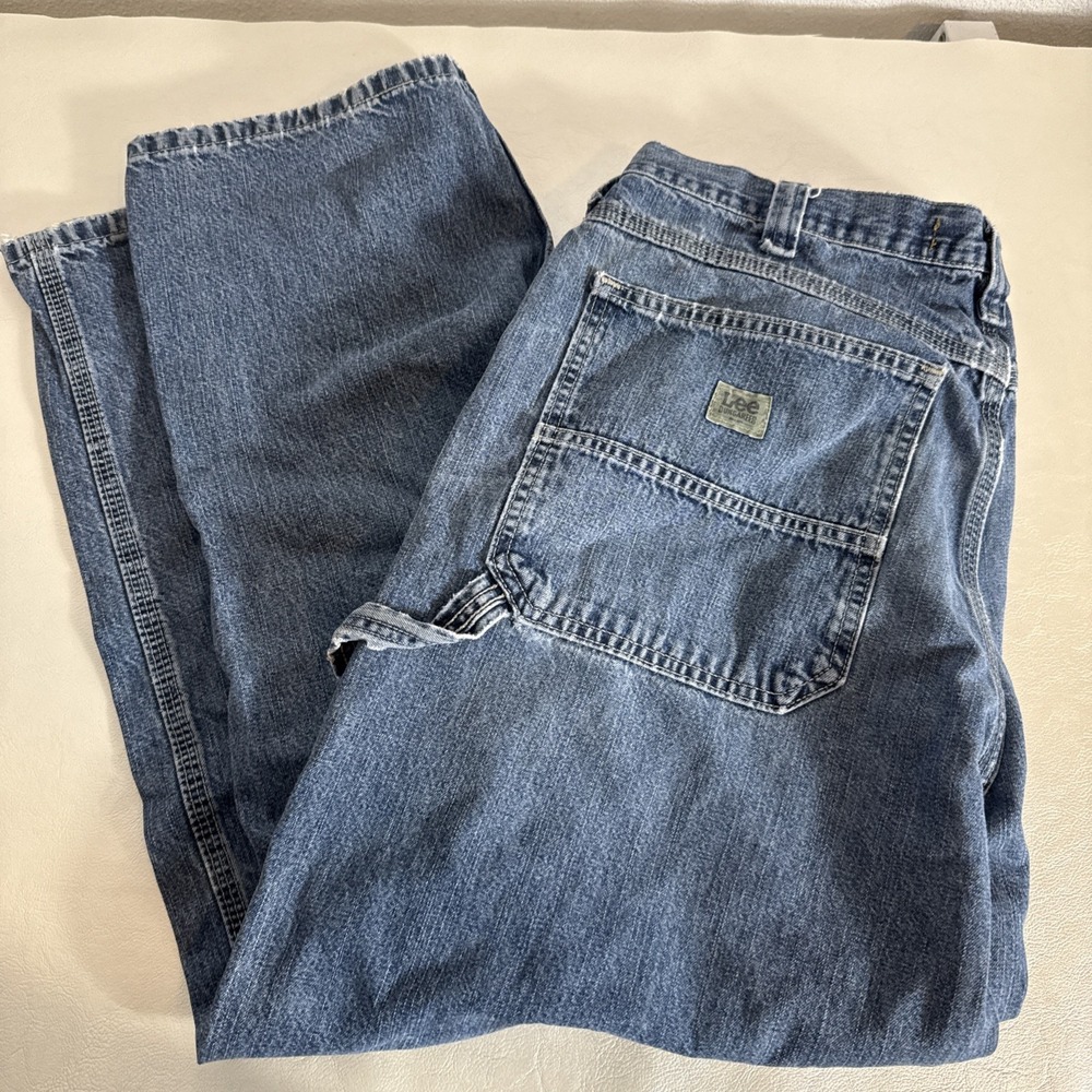 Lee Loose Fit Carpenter Jeans Mens 38x30" Blue Denim Pants Utility Workwear